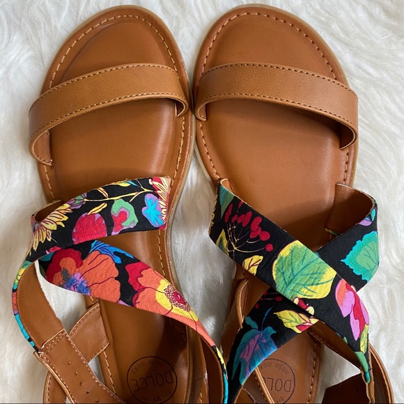 Dolce Mojo Moxy Floral Strap Sandals Cognac 9 - Picture 12 of 16